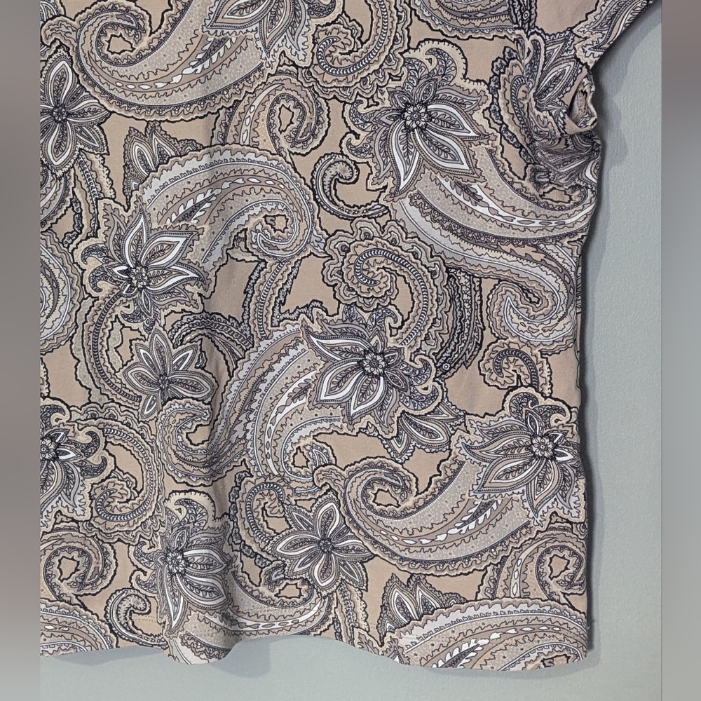 Croft & Barrow The Classic Tee Women's Size M Paisley Cotton Cap Sleeve Top - Picture 2 of 9